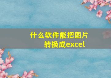 什么软件能把图片转换成excel