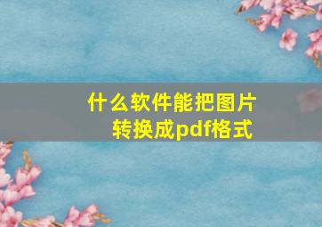 什么软件能把图片转换成pdf格式