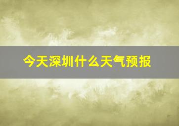 今天深圳什么天气预报