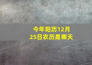 今年阳历12月25日农历是哪天