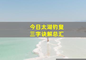 今日太湖钓叟三字诀解总汇