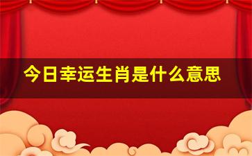 今日幸运生肖是什么意思