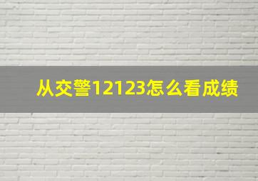 从交警12123怎么看成绩