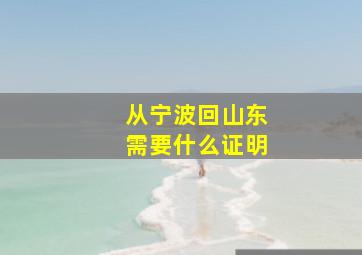 从宁波回山东需要什么证明