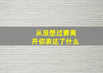 从没想过要离开你表达了什么