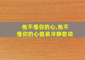 他不懂你的心,他不懂你的心假装冷静歌词