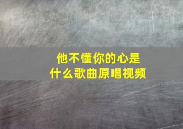 他不懂你的心是什么歌曲原唱视频