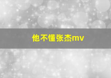 他不懂张杰mv