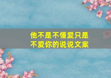 他不是不懂爱只是不爱你的说说文案