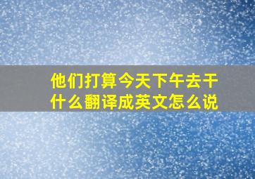 他们打算今天下午去干什么翻译成英文怎么说