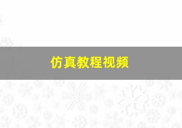 仿真教程视频