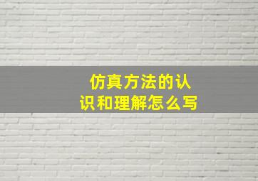 仿真方法的认识和理解怎么写