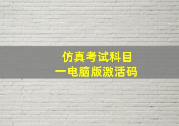 仿真考试科目一电脑版激活码