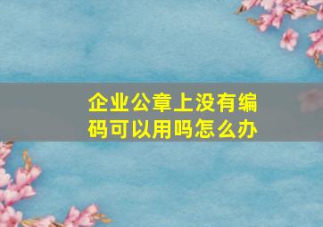 企业公章上没有编码可以用吗怎么办