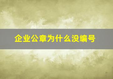 企业公章为什么没编号