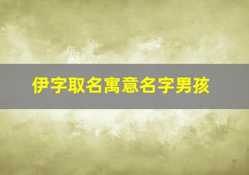 伊字取名寓意名字男孩