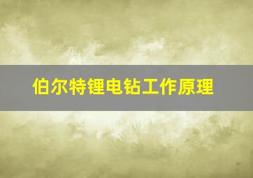 伯尔特锂电钻工作原理