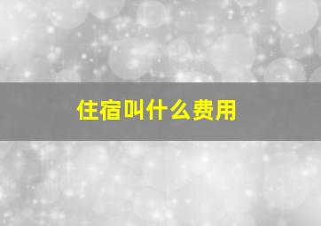 住宿叫什么费用