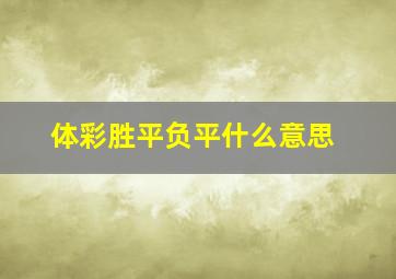 体彩胜平负平什么意思