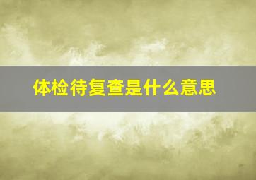 体检待复查是什么意思