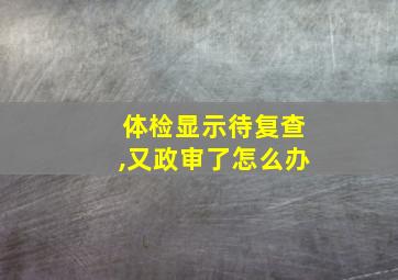 体检显示待复查,又政审了怎么办