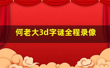 何老大3d字谜全程录像