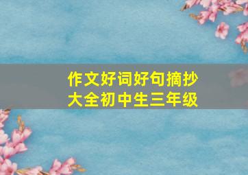 作文好词好句摘抄大全初中生三年级