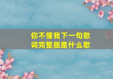 你不懂我下一句歌词完整版是什么歌