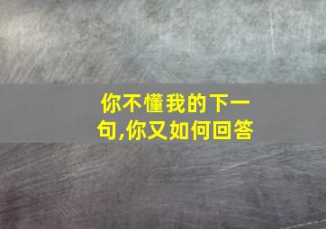 你不懂我的下一句,你又如何回答