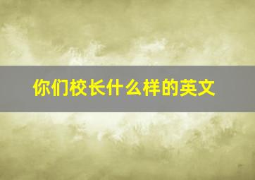 你们校长什么样的英文