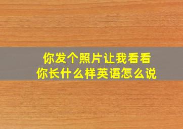 你发个照片让我看看你长什么样英语怎么说