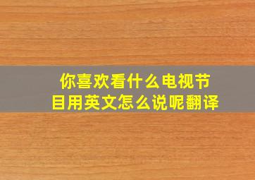 你喜欢看什么电视节目用英文怎么说呢翻译