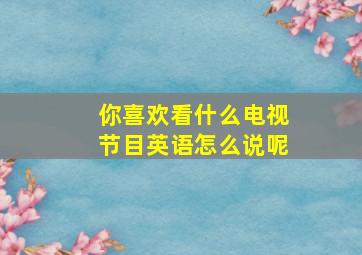 你喜欢看什么电视节目英语怎么说呢