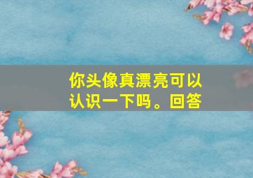 你头像真漂亮可以认识一下吗。回答