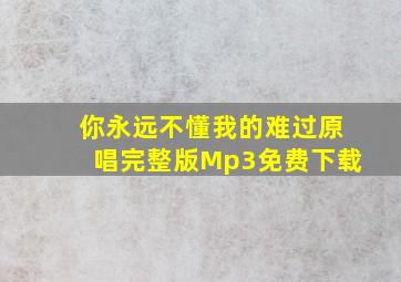 你永远不懂我的难过原唱完整版Mp3免费下载