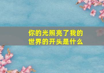 你的光照亮了我的世界的开头是什么