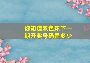 你知道双色球下一期开奖号码是多少