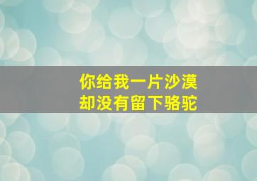 你给我一片沙漠却没有留下骆驼