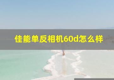 佳能单反相机60d怎么样