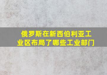 俄罗斯在新西伯利亚工业区布局了哪些工业部门