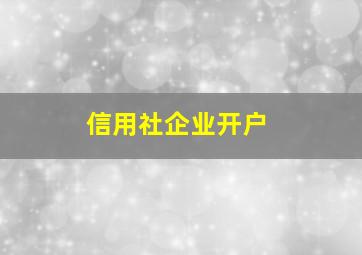 信用社企业开户