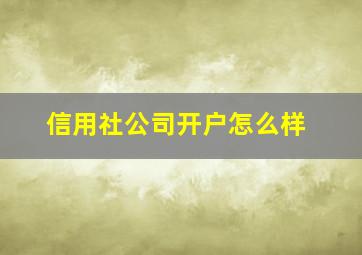 信用社公司开户怎么样