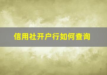 信用社开户行如何查询