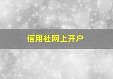 信用社网上开户