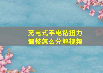 充电式手电钻扭力调整怎么分解视频