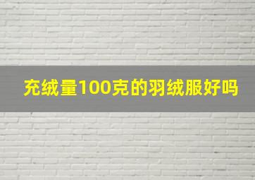 充绒量100克的羽绒服好吗