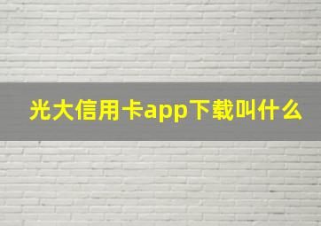 光大信用卡app下载叫什么