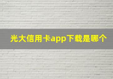 光大信用卡app下载是哪个