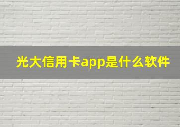 光大信用卡app是什么软件