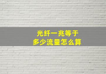 光纤一兆等于多少流量怎么算